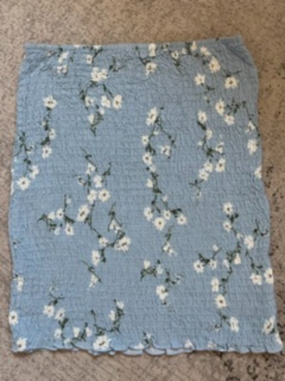 🧡3/$15 TOBI Light Blue White Floral Smocked Rayon Miniskirt XS